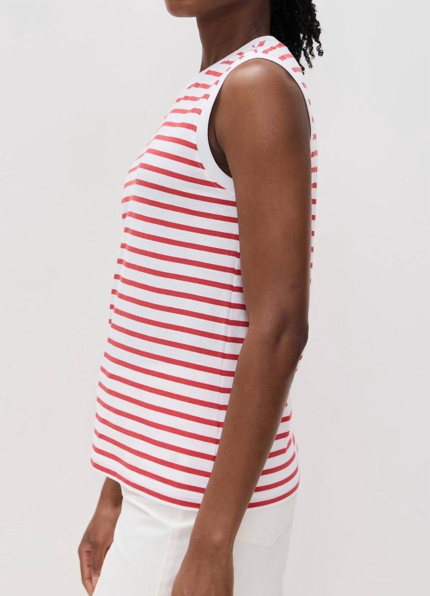 Atm - Women's Stripe Sleeveless Boy Top