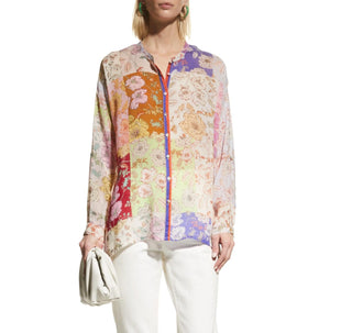 Johnny Was - Blusa Patchwork com Estampa Floral Cosmo Lauren