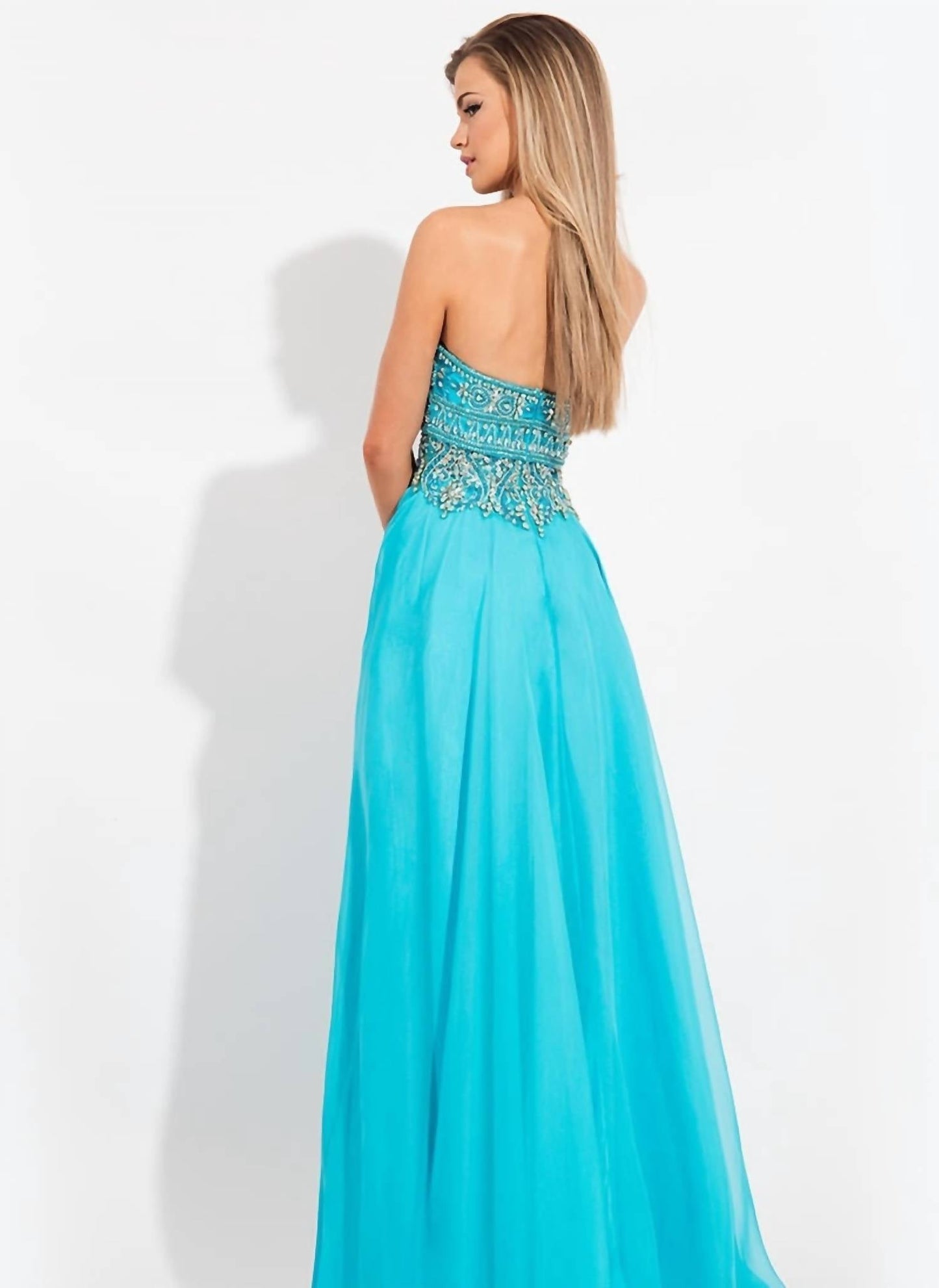 Rachel Allan - Strapless Embellished Chiffon Gown