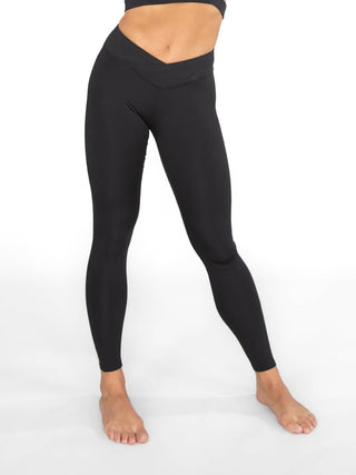 Body Wrappers - Recycled Poly Criss Cross Waist Band Legging With Back Pocket