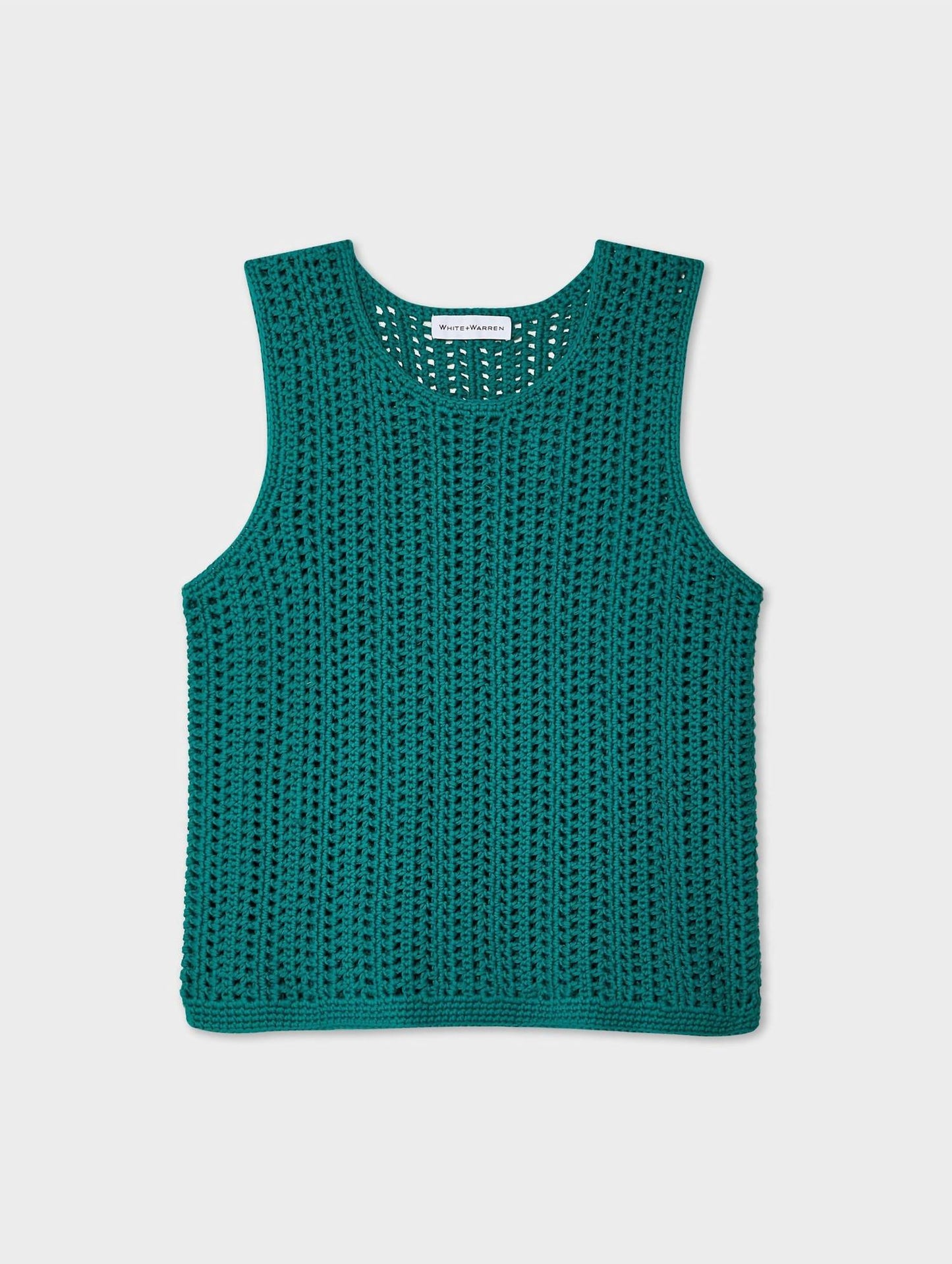 White + Warren - Women's Hand Crochet Lofty Cotton Tank Top