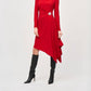 Joseph Ribkoff - Long Sleeve Asymmetric Midi Fit And Flare Dress