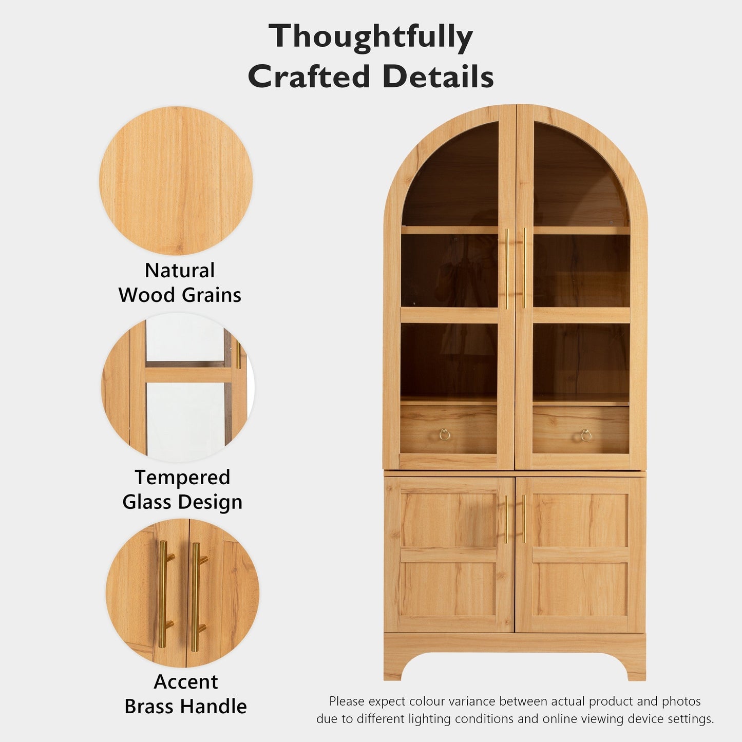 K&K 71' Tall Arched Kitchen Pantry Cabinet with Adjustable Shelves