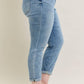 Judy Blue - Mid Rise Bleach Wash Cuffed Boyfriend Denim Jeans - Plus Size
