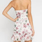 Olivaceous - Restless Beauty Floral Print Strapless Tie-front Mini Dress