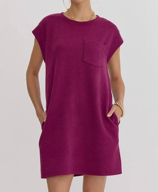 Entro - Vestido curto texturizado com decote redondo e sem mangas