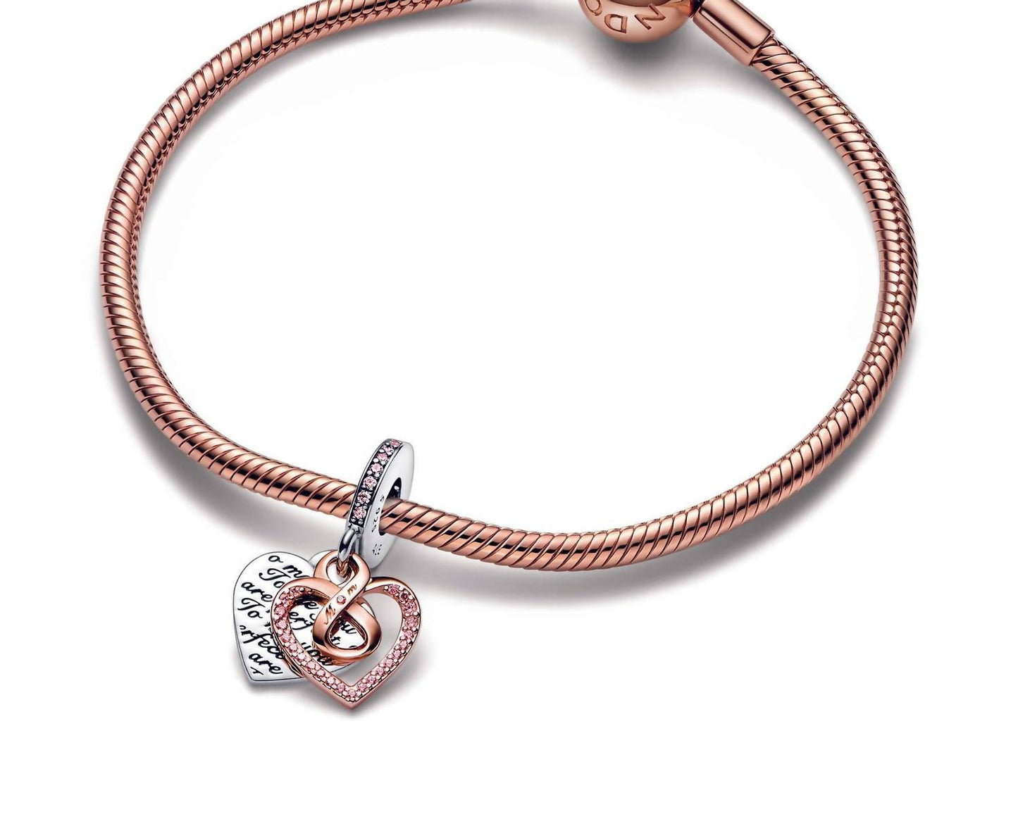 Pandora - Women's Two-tone Infinity Heart Double Dangle Charm