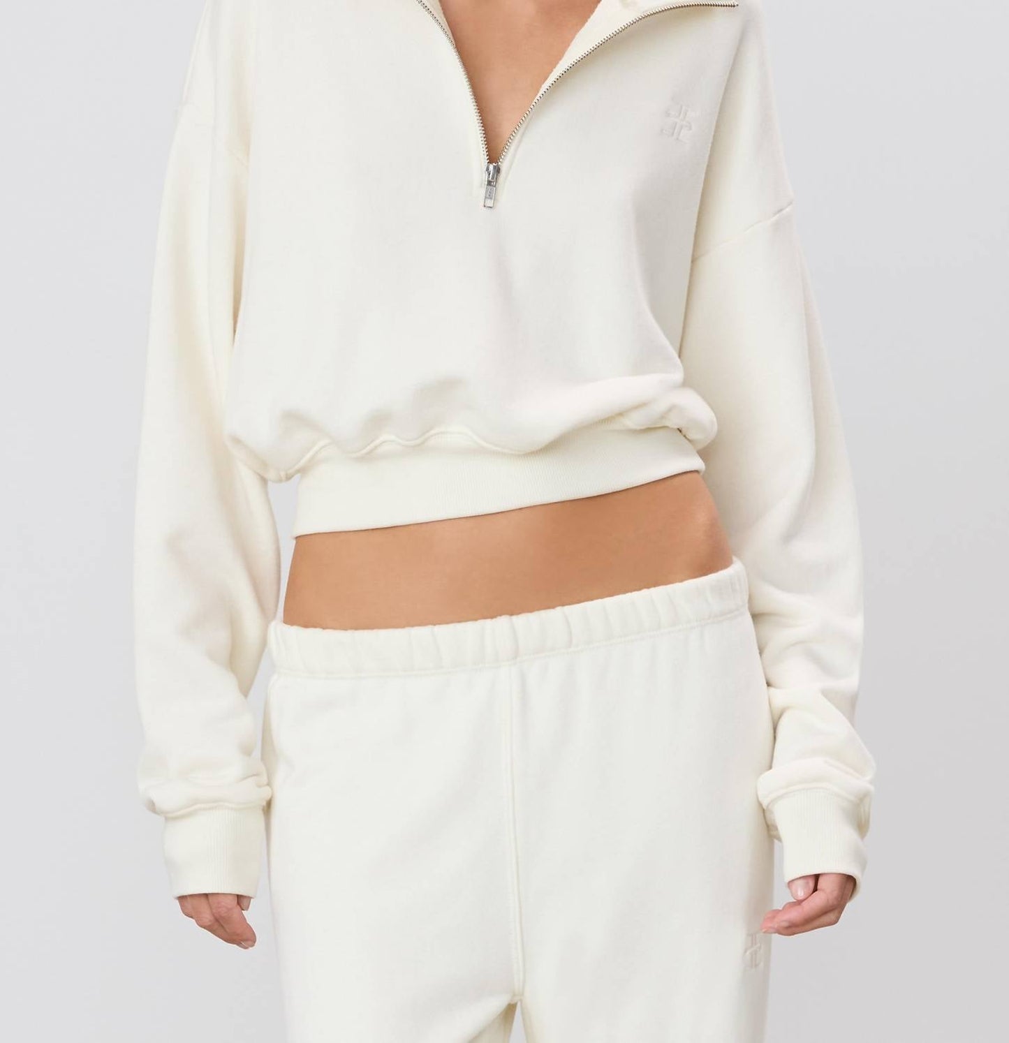 Eterne - Cropped Half-zip Sweatshirt