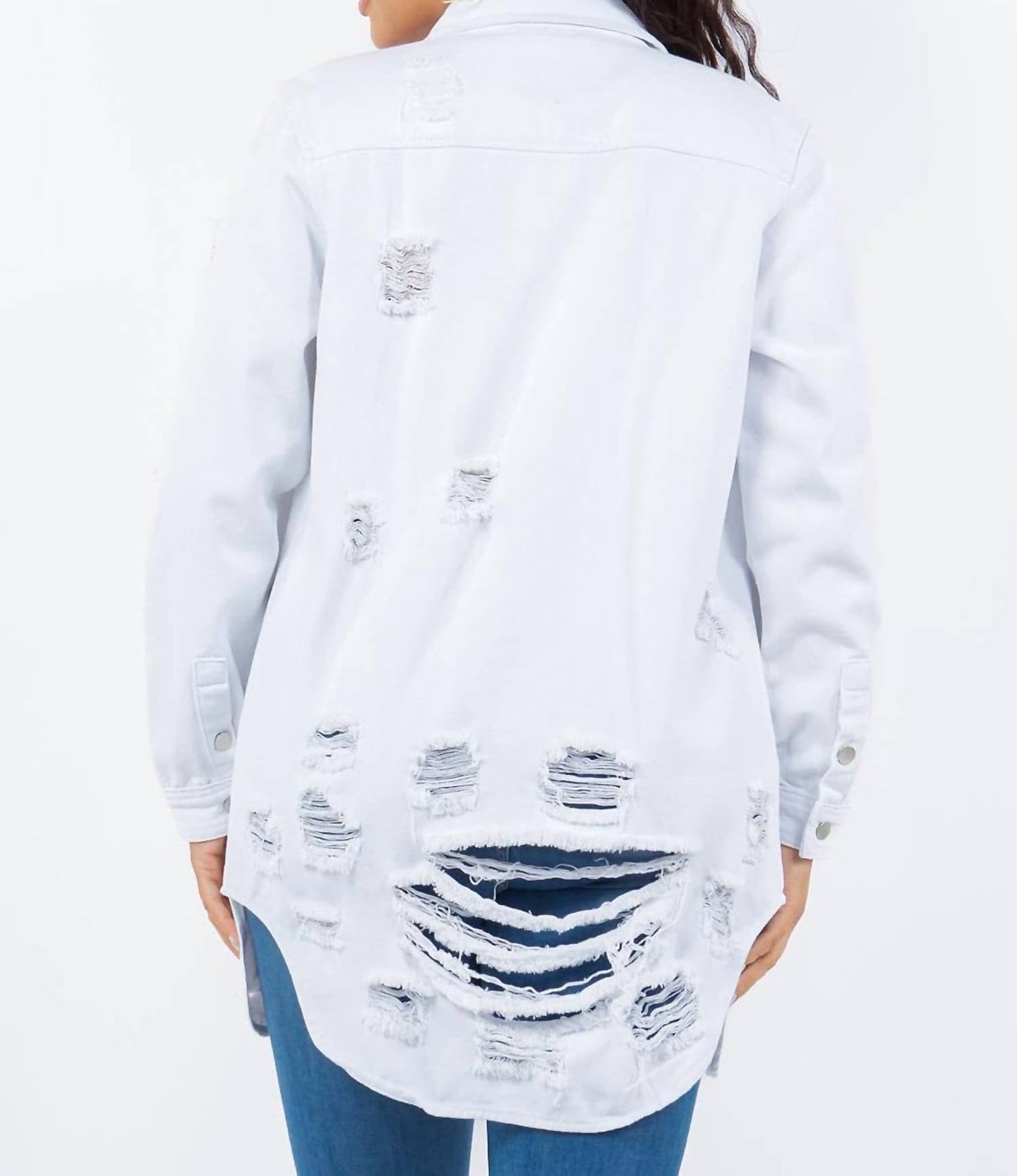 American Bazi - Distressed Button Up Long Sleeve Denim Jacket