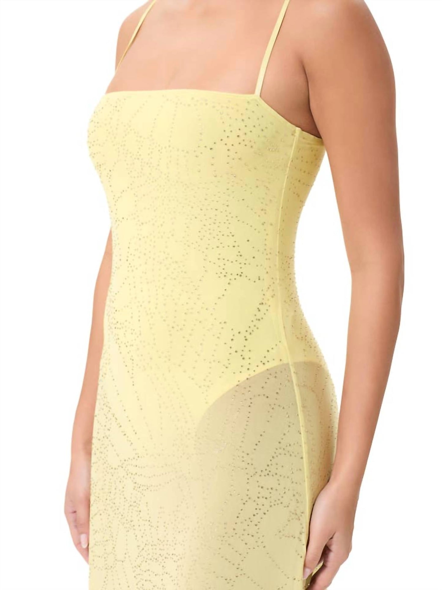 Afrm - Shea Rhinestone Sheer Maxi Dress With Bodysuit
