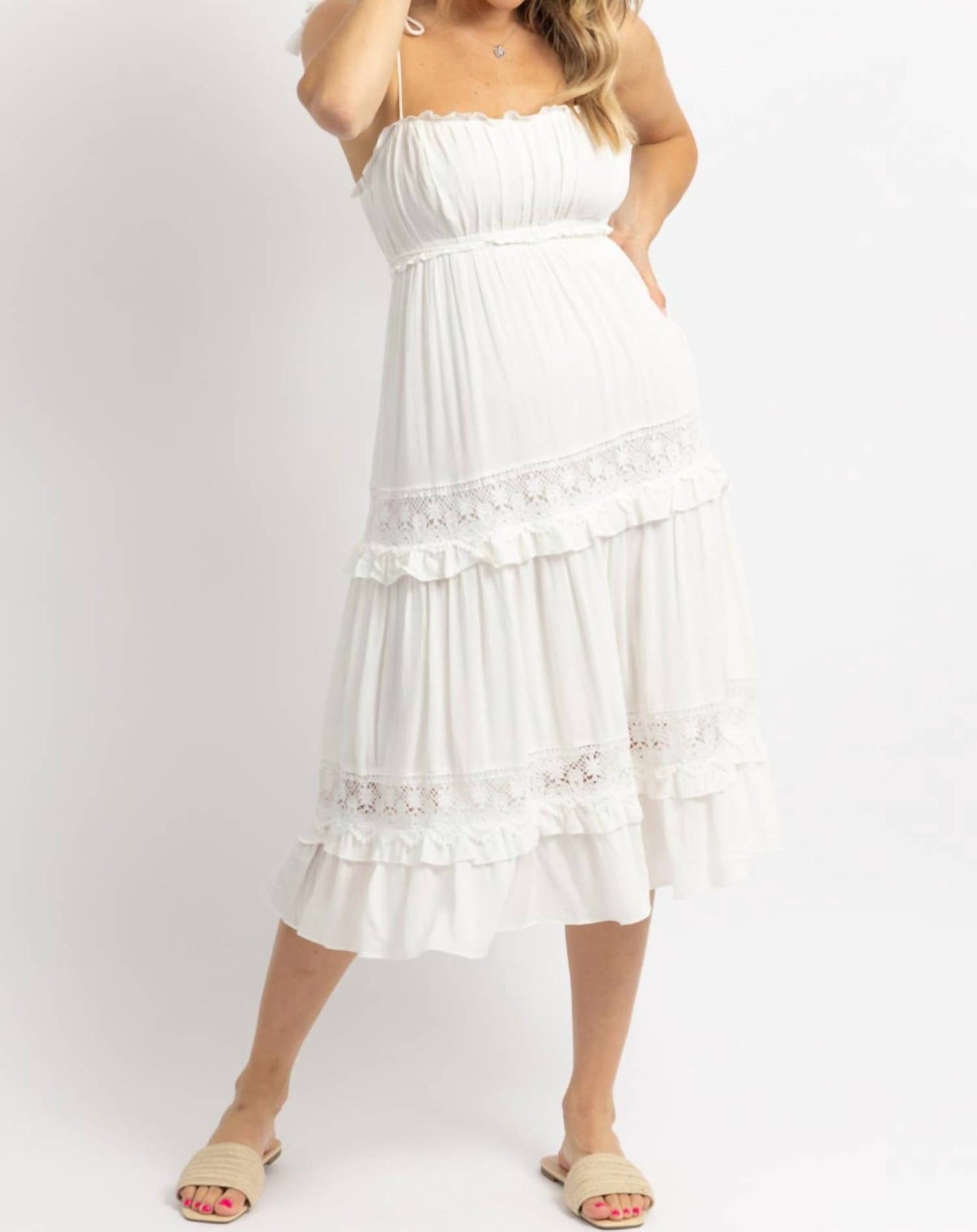 Day + Moon - BOHO TASSEL TIE MIDI DRESS