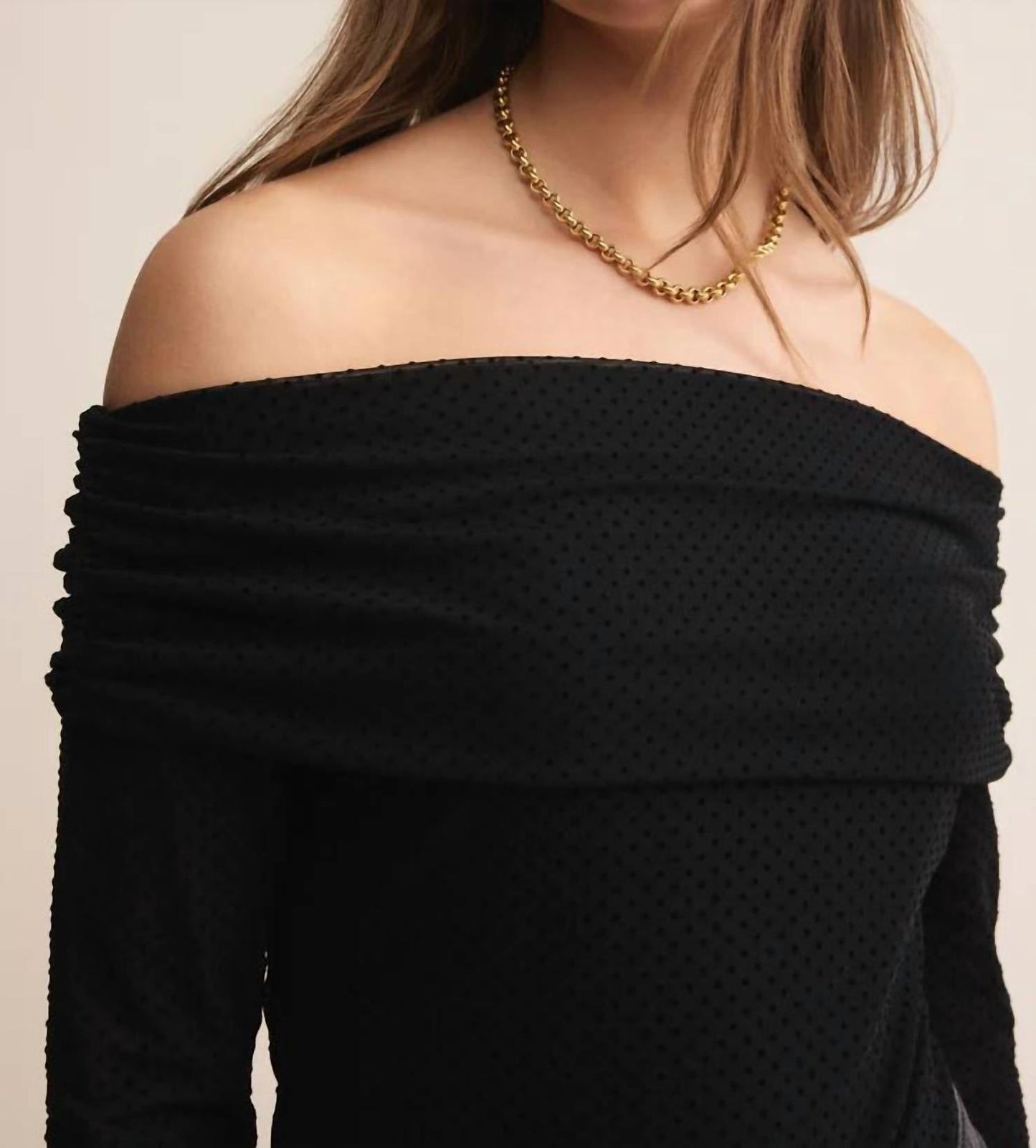 Z Supply - Twyla Off Shoulder Mesh Polka Dot Top