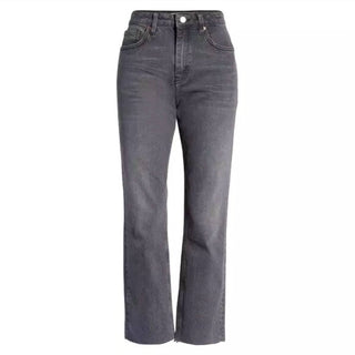 Topshop - Calça jeans cropped de cintura alta e perna reta com bainha crua