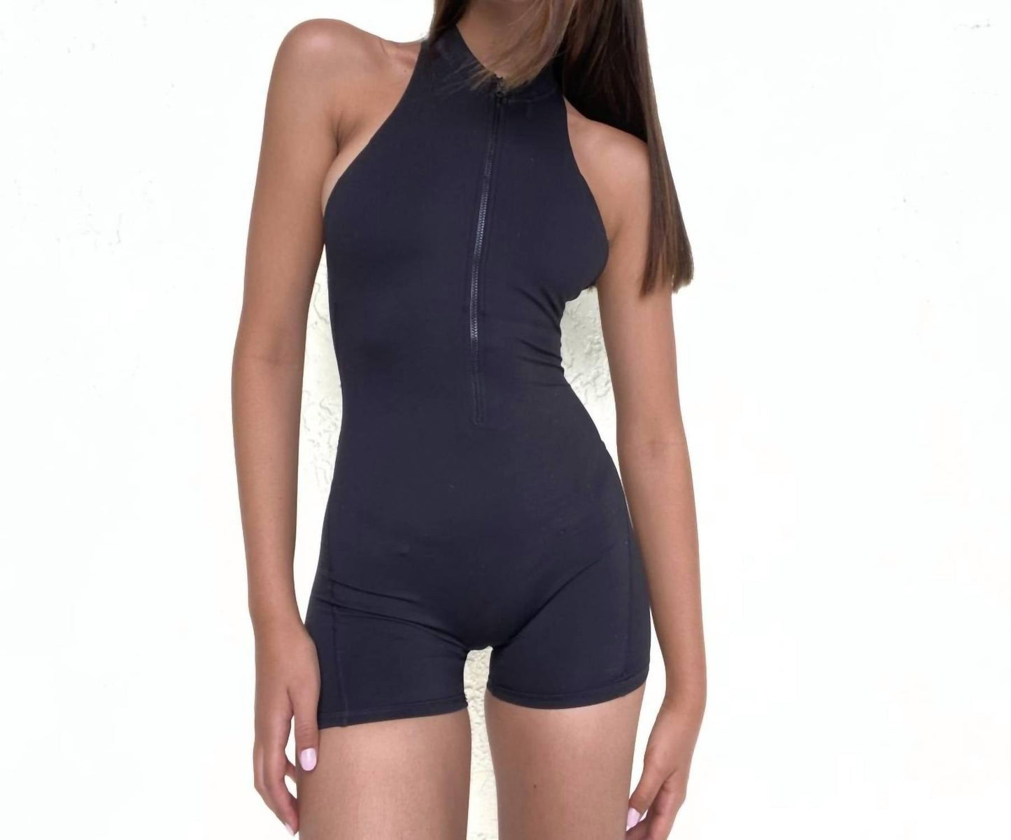 Rockstar Peach - Lola Halter Zip Romper