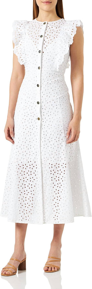 Pinko - Vestido Admirável Bordado em Algodão