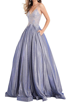 Jovani - Vestido de baile bordado floral com decote em V