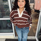 Adora - Stripe Rugby Collar Sweater Top