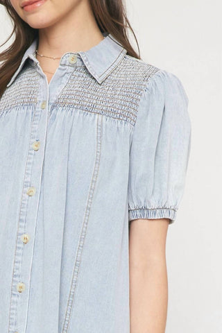 Entro - Denim Smocked Dress