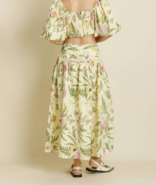 Aureum - Floral Shirred Midi Skirt