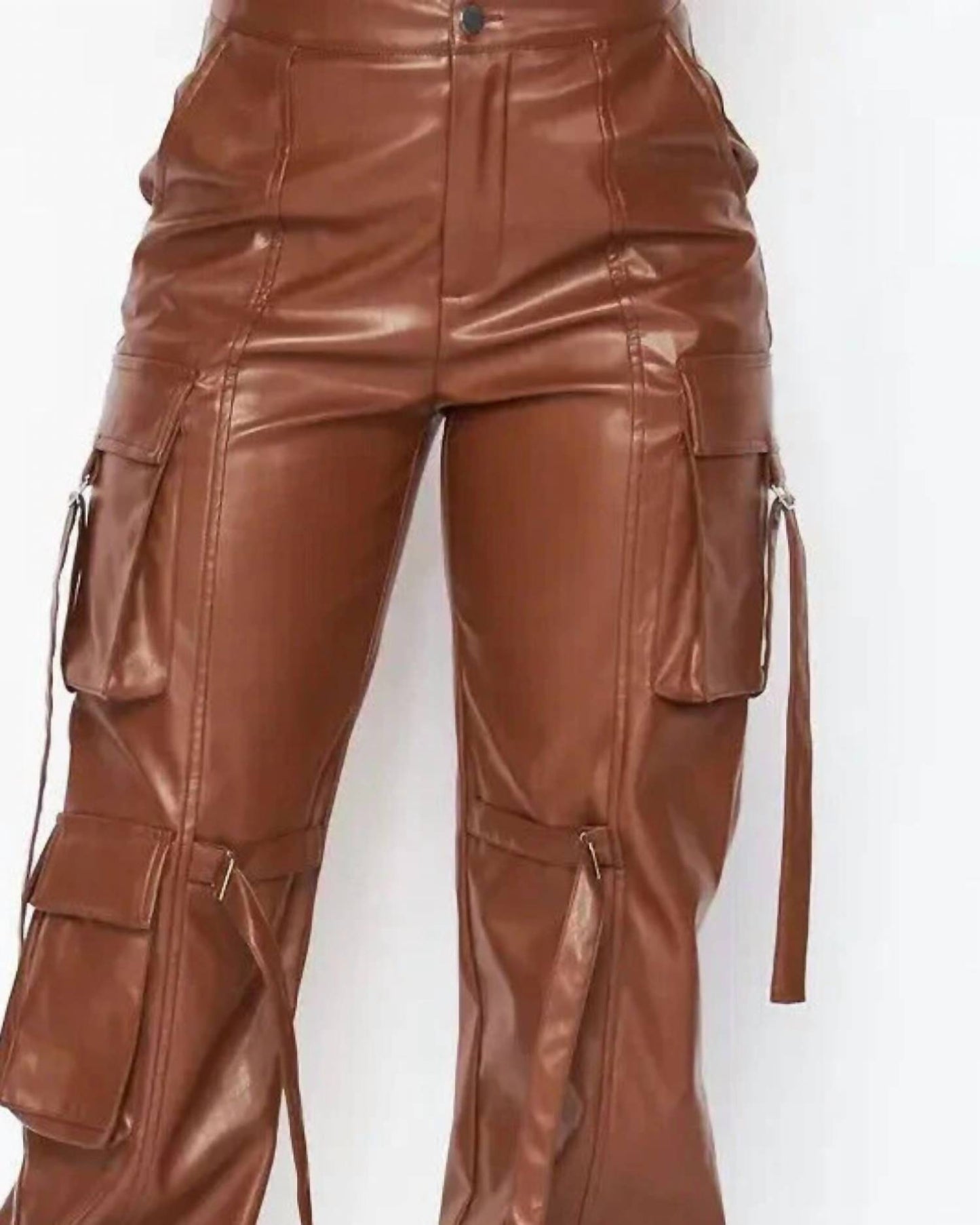 Serendipity - Women's Vegan Leather Cargo Pocket Jogger Pants