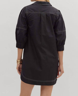 Entro - Zip Lantern Sleeve Mini Dress
