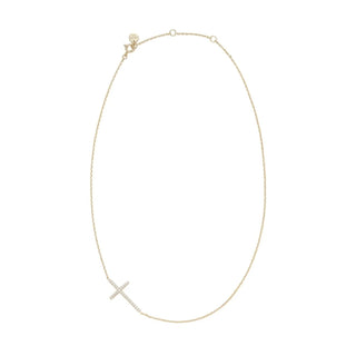 Eklexic - Colar feminino com cruz de zircônia cúbica horizontal