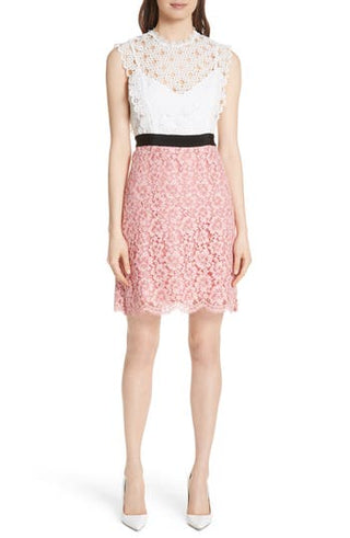 Vestido Sandro de renda mista feminino, branco, tamanho 6