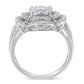 14K White Gold 1.0 Cttw Round & Baguette Cut Diamond Floral Cluster Quatrefoil Channel Set Band Cocktail Statement Ring (H-I Color, SI2-I1 Clarity) - Size 6-3/4
