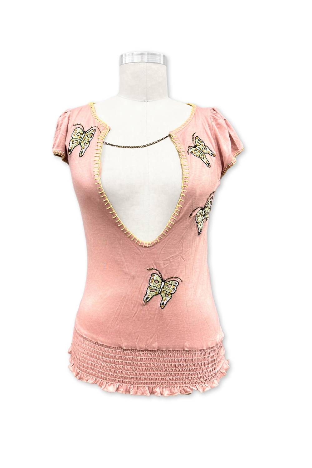 Paparazzi - Chained V-neck Top With Embroidery & Beaded Works