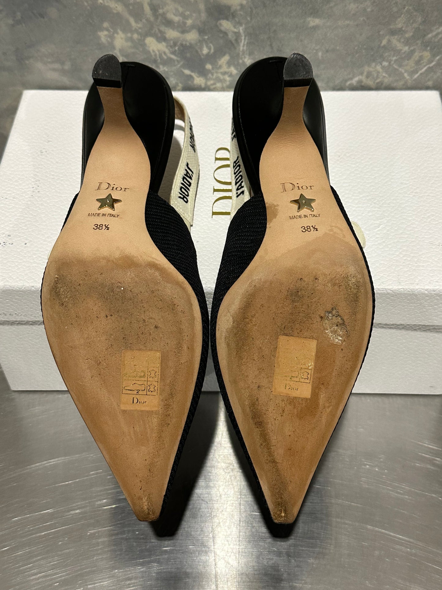 Dior J'adior Slingback Scarpin Feminino Preto Tamanho 38,5