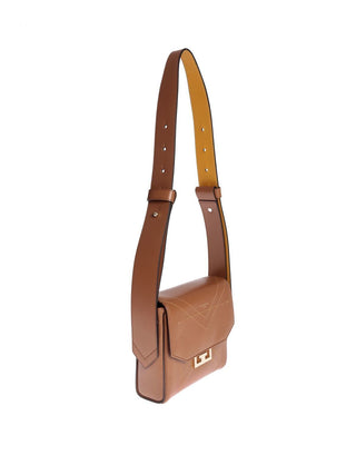 Bolsa de ombro pequena Givenchy Eden em couro costurado marrom