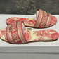 Chinelo feminino Dior Dway em algodão bordado Toile de Jouy rosa peônia, tamanho 6
