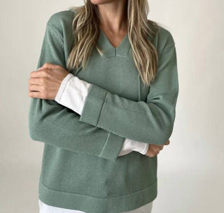 Six/Fifty - Suéter com capuz e gola V Abigail