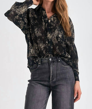 Elan - Blusa plissada de manga comprida