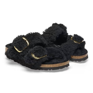 Birkenstock - Sandálias femininas Arizona Big Buckle Shearling estreitas