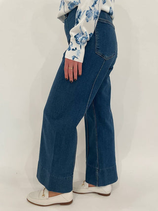 Pistola - Calça Jeans Feminina Penny Pintuck de Cintura Alta e Perna Larga