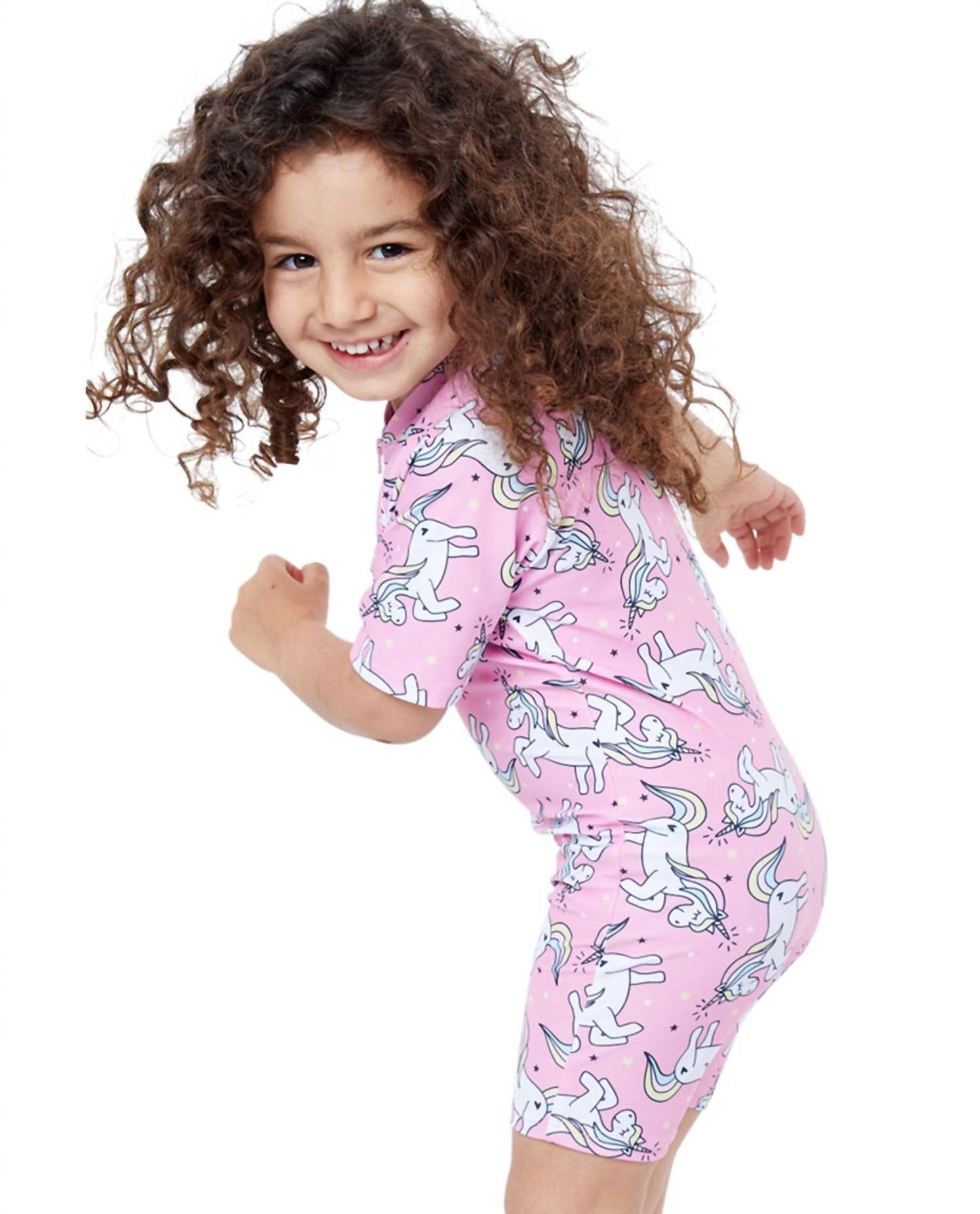 Gottex - Girls Short Sleeve Zip Up Swim Overalls Rash Guard
