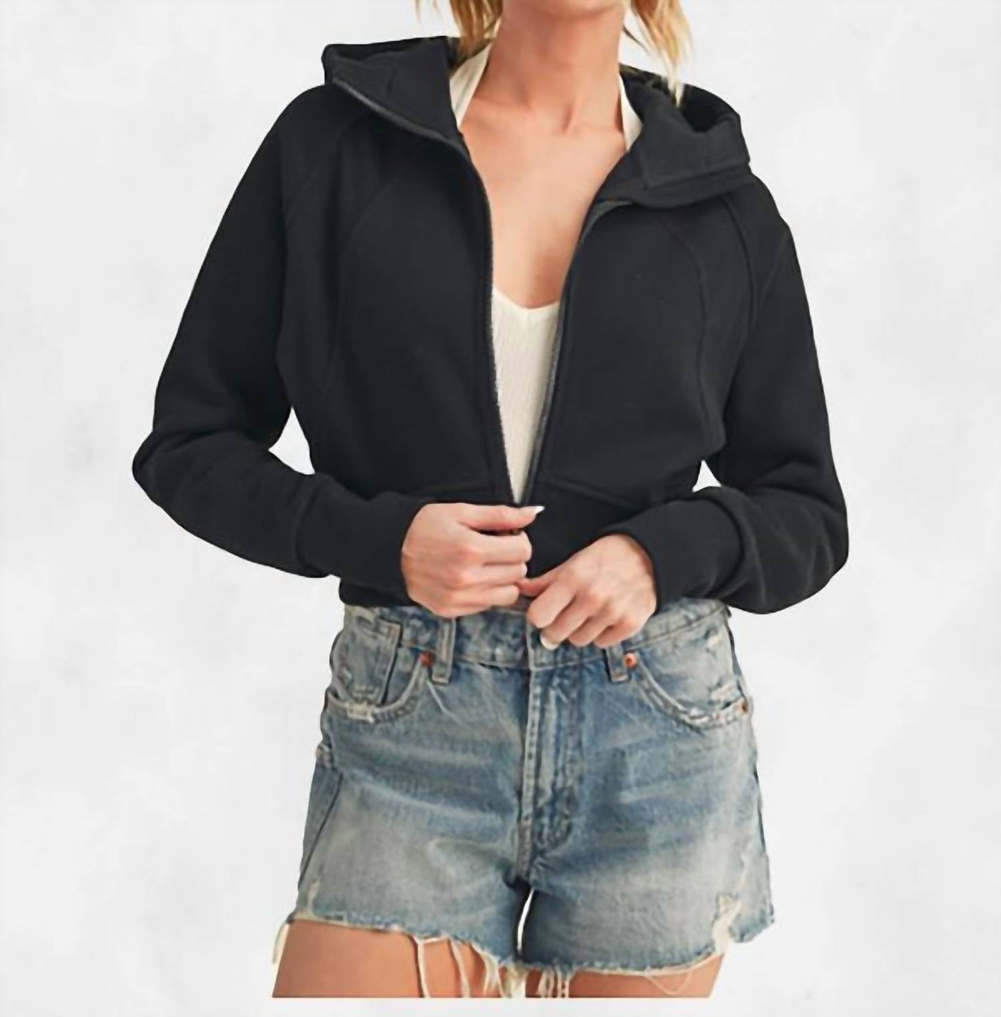 Aemi + Co - Cropped Hooded Sweatshirt