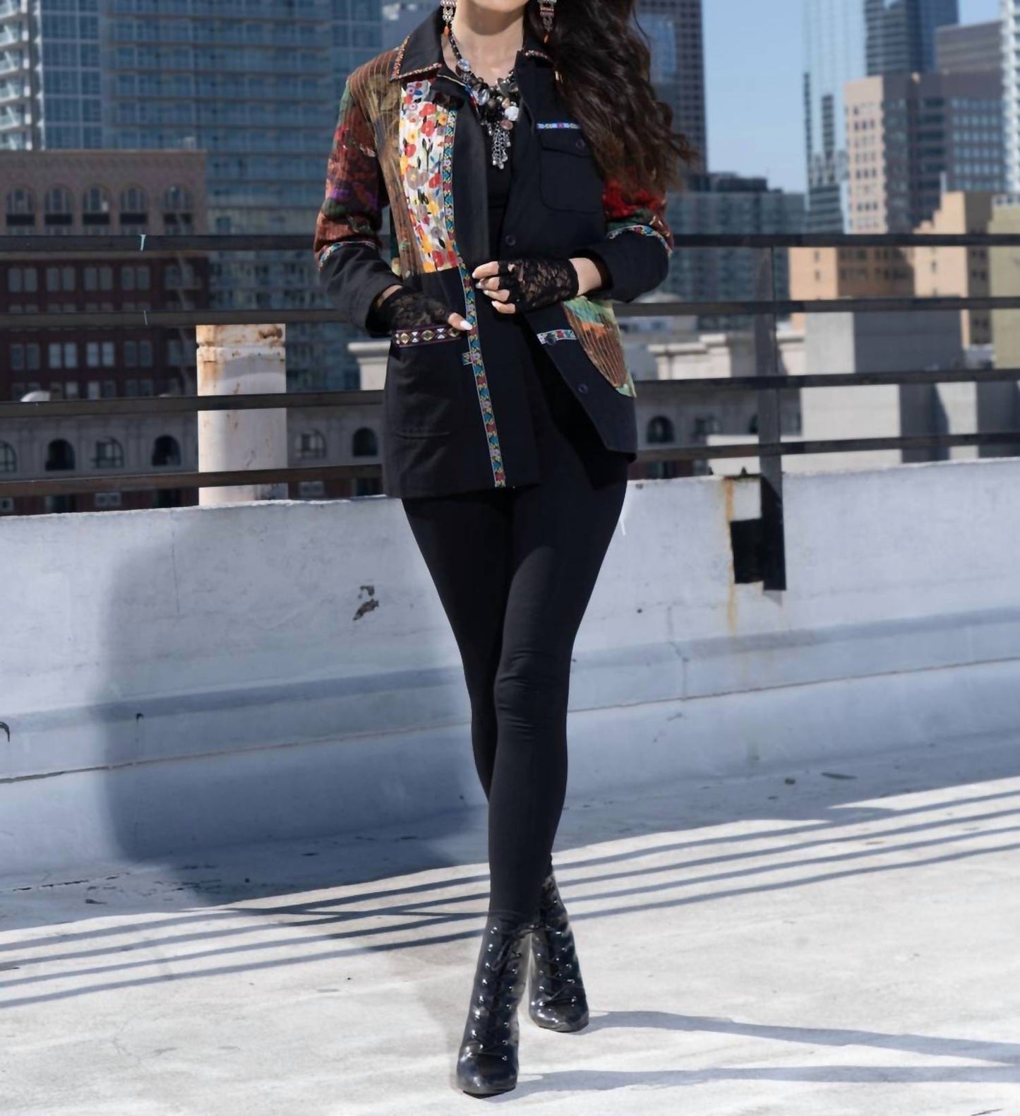 Adore - Belted Mix Media Jacket