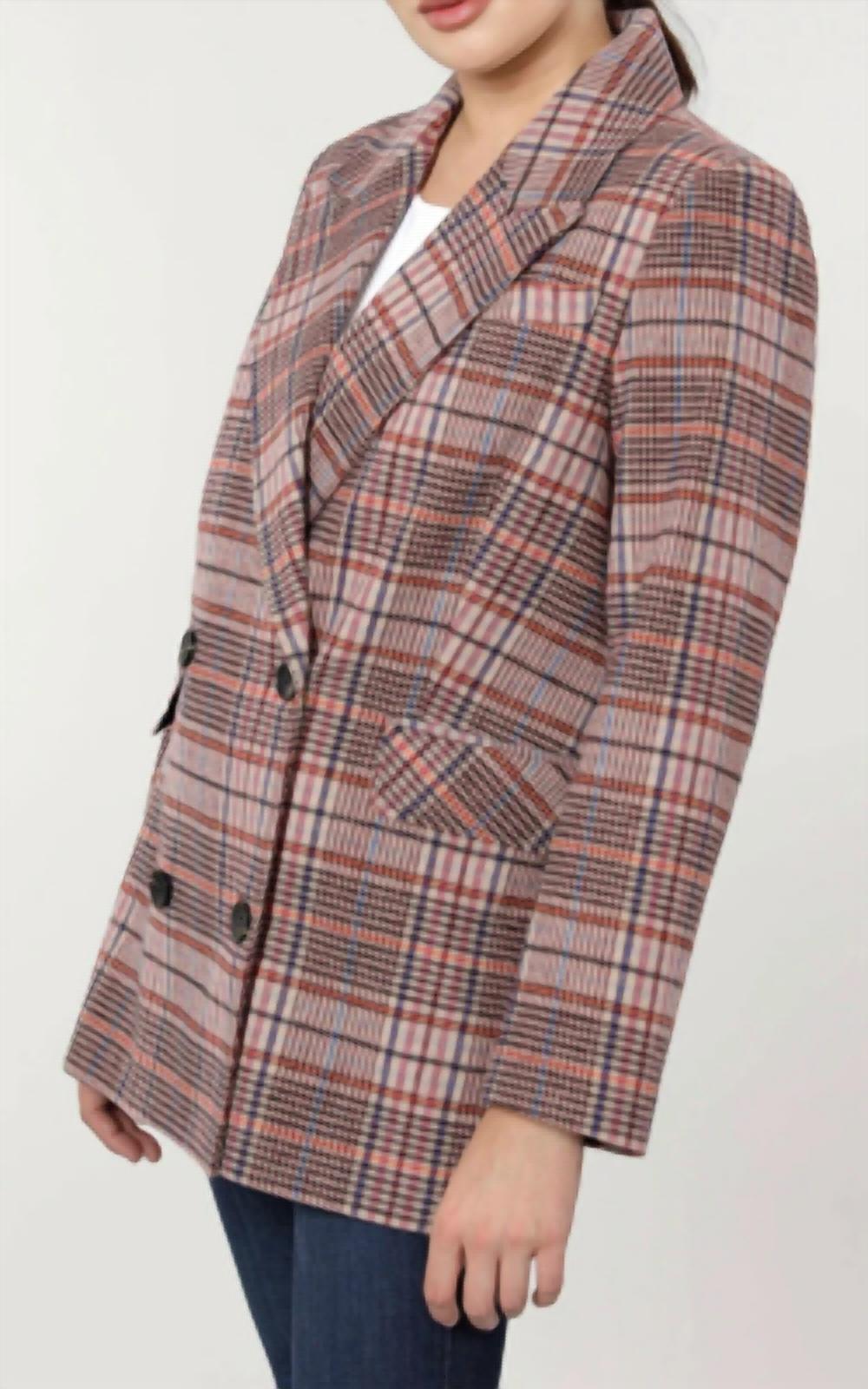 Dolce Cabo - Oversized Plaid Double Breasted Blazer