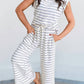 Aapparella - Casual Style Striped Short Sleeve Two-Piece Set