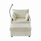 Oversized Chaise Lounge Chair with Ottoman and Storage in Beige