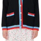 Cardigan feminino Maje Mysweetie com acabamento contrastante, preto, tamanho grande