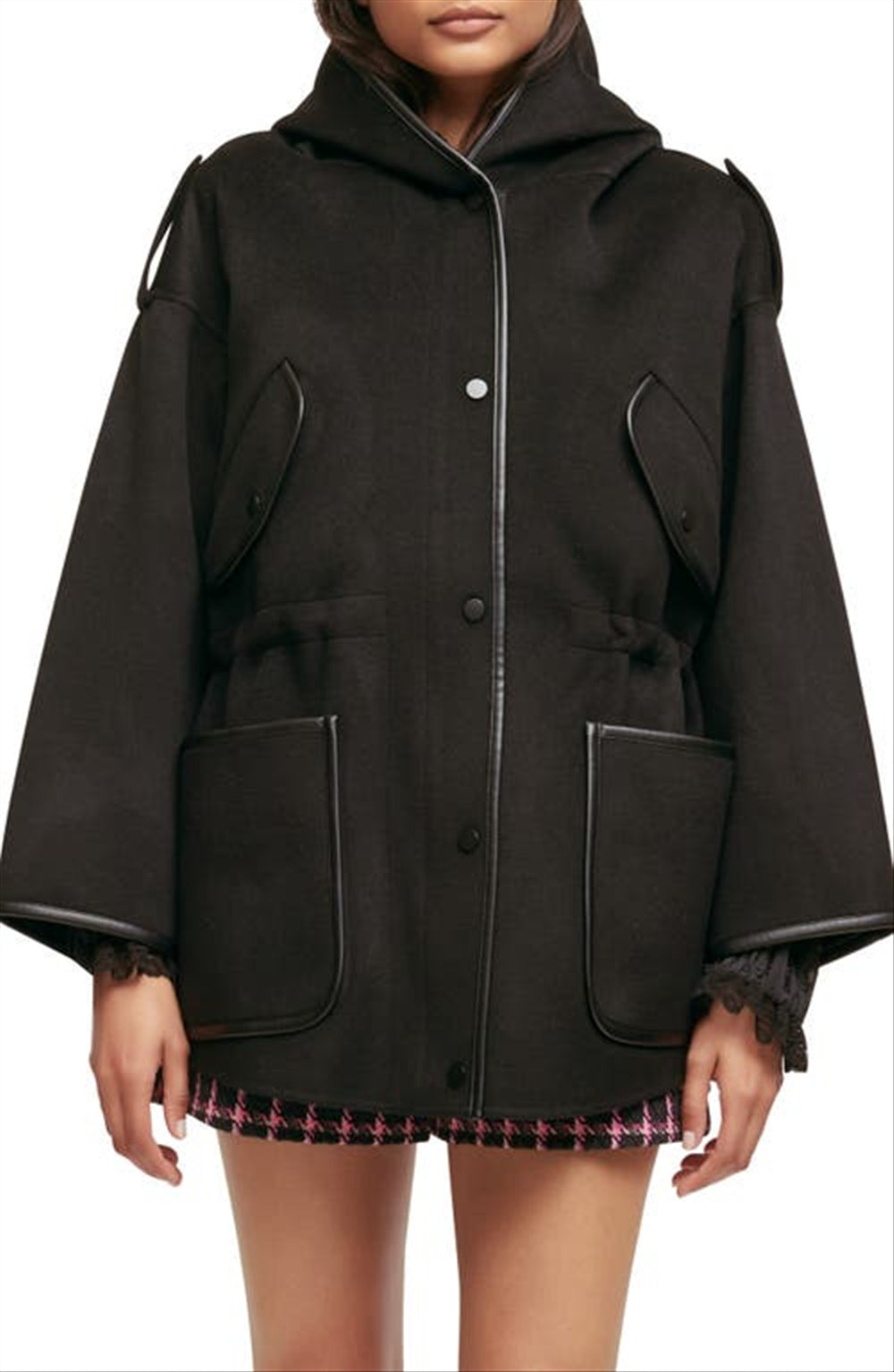 Casaco Maje Gangmille de lã preta, tamanho 0