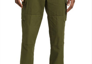 Calça cargo masculina Officine Générale Orson Cotton Twill em verde musgo, tamanho 36 EUA