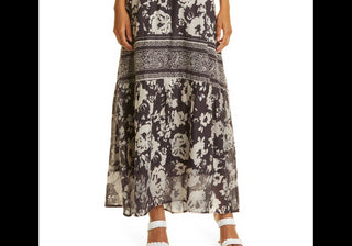 Vestido longo de algodão floral Carbone feminino Ba &amp; Sh, tamanho grande