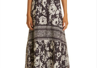 Vestido longo de algodão floral Carbone feminino Ba &amp; Sh, tamanho grande