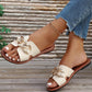 Aapparella - Women's Metal Rings Decor Cutout Flat Slippers