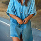 Kentce Fashion - Button Down Denim Shirt Mini Dress