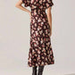 Astr - Talyha Floral Satin V-neck Dress